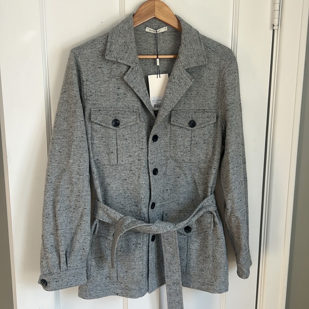 NWT Suitsupply light grey wool belted safari jacket in US size 38